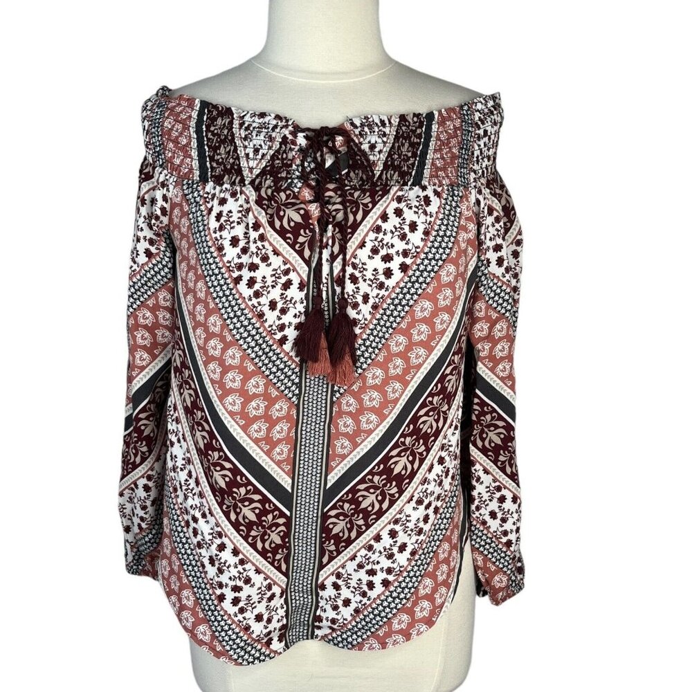 Knox‎ Rose Off Shoulder Peasant Top Womens Small Boho Country Farm